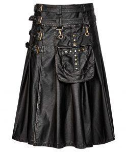 Gothic Steampunk Leather Kilt