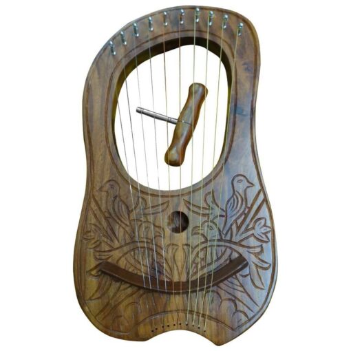 Lyre Harp 4 Bird Design 10 Strings Hand Engraved