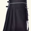 Black Gothic Zipper Utility Kilt For Active Men