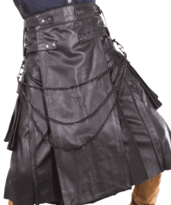 Gothic Leather Kilt With Chain